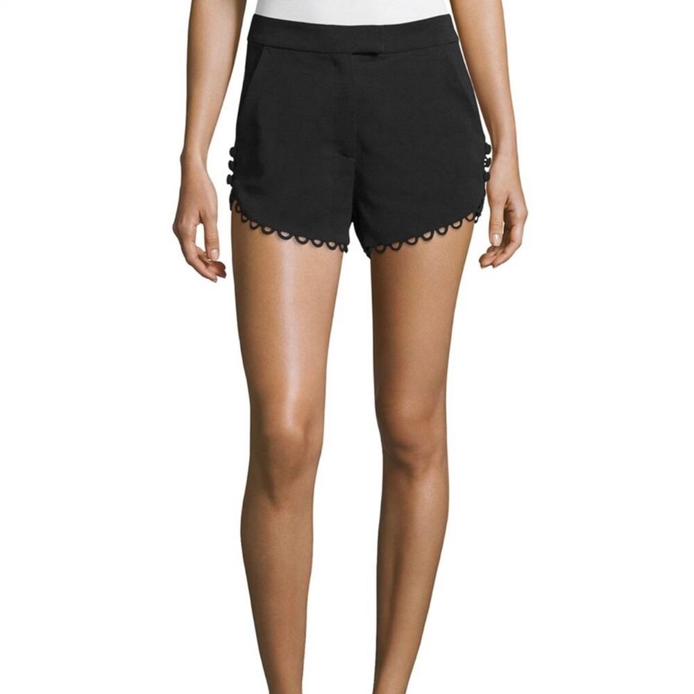 ALC Lucas Scalloped Crepe Black Shorts